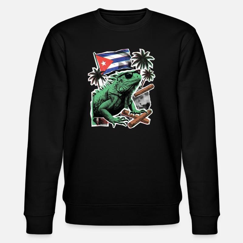 Kuba Chamäleon Palmen - Stanley/Stella Unisex Bio-Sweatshirt CHANGER  - Schwarz