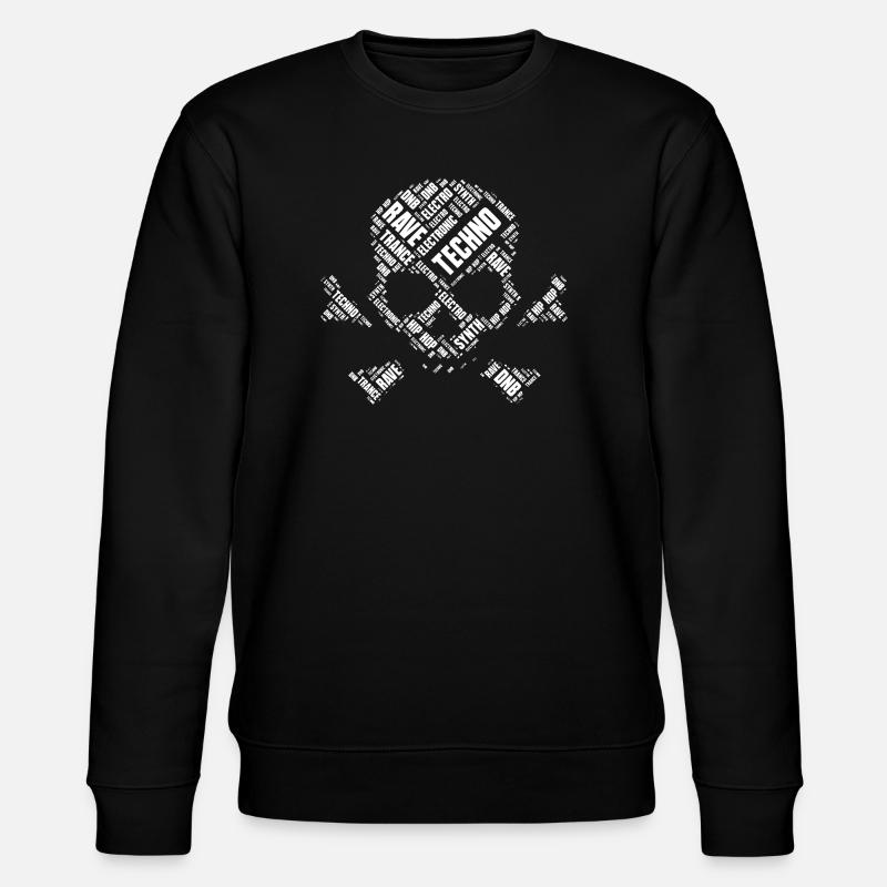Techno Skull Wordcloud - Stanley/Stella CHANGER Unisex Organic Sweatshirt - black