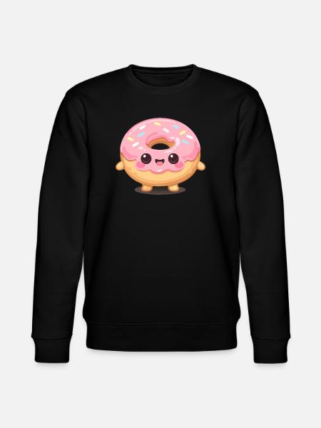 Kawaii donut with pink glaze - Stanley/Stella CHANGER Unisex Organic Sweatshirt - black