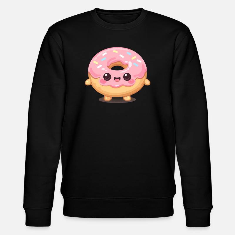 Kawaii Donut mit rosa Glasur - Stanley/Stella Unisex Bio-Sweatshirt CHANGER  - Schwarz