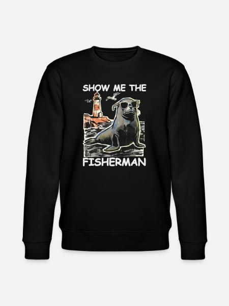 Lustiger Seehund Sucht Fisch - Stanley/Stella Unisex Bio-Sweatshirt CHANGER  - Schwarz