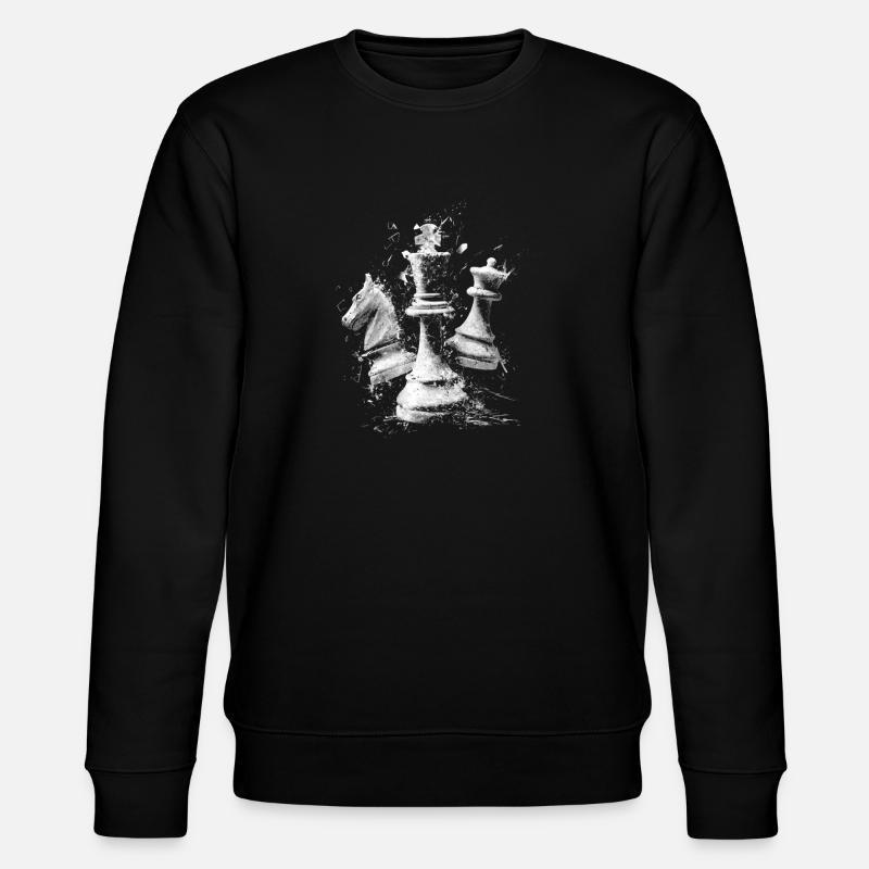 Schach Figuren Explosion Design Dynamisches Bretts - Stanley/Stella Unisex Bio-Sweatshirt CHANGER  - Schwarz