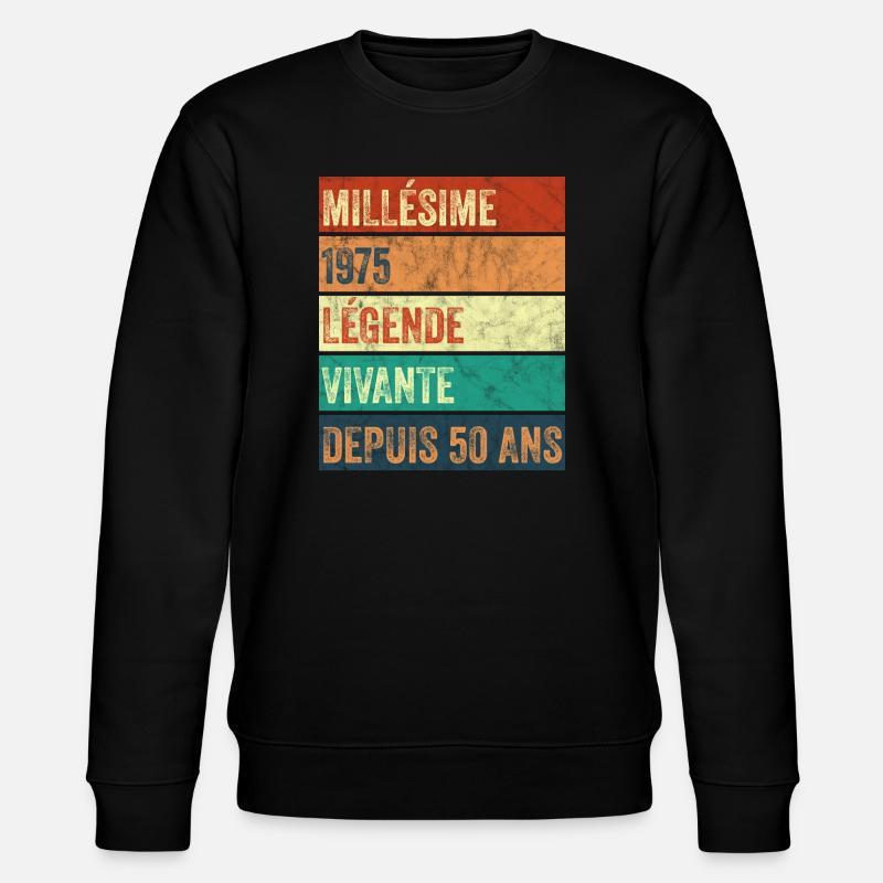 Millésime 1975 Légende - Sweat bio CHANGER Stanley/Stella Unisexe - noir