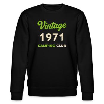 Vintage 1971 – Camping Club Retro Birth Year - Stanley/Stella CHANGER Unisex Organic Sweatshirt - black - Front - Nik (191cm) & Marisol (170cm)