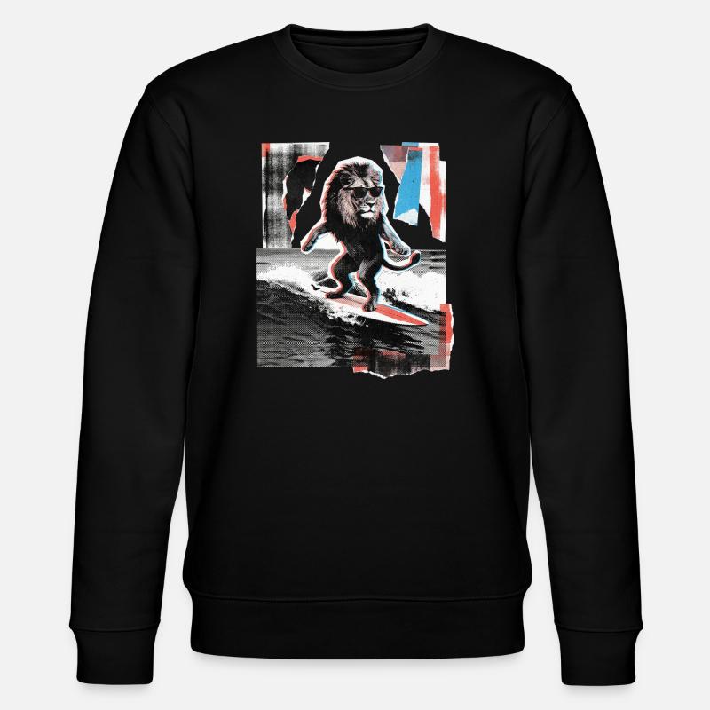 Lion Surfeur - Sweat bio CHANGER Stanley/Stella Unisexe - noir