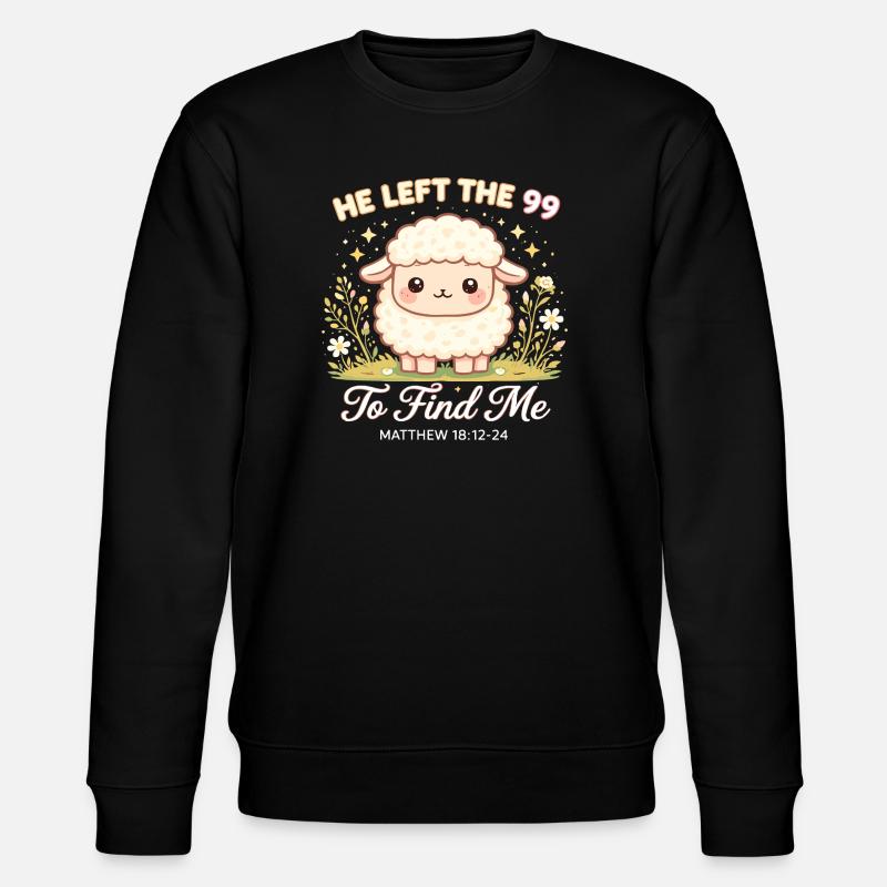 Lammmotiv: Er suchte mich Bibelvers Schaf - Stanley/Stella Unisex Bio-Sweatshirt CHANGER  - Schwarz