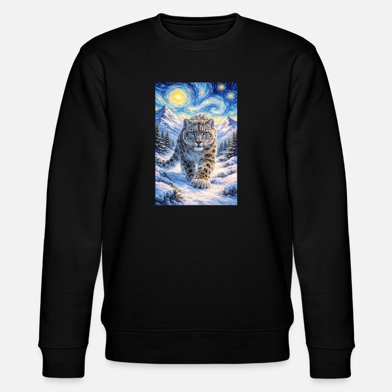 Schneeleopard im Sternenwald - Stanley/Stella Unisex Bio-Sweatshirt CHANGER  - Schwarz