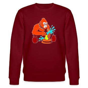 Gorilla Pottery Splash Studio - Stanley/Stella Unisex Bio-Sweatshirt CHANGER  - Burgunderrot - Vorne - Nik (191cm) & Marisol (170cm)