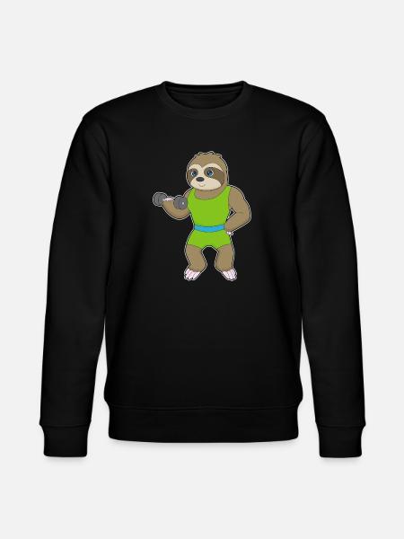 Sloth Bodybuilder Dumbbell Bodybuilding - Stanley/Stella CHANGER Unisex Organic Sweatshirt - black