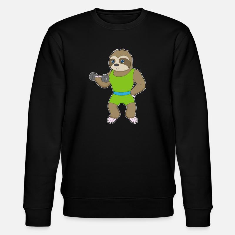Sloth Bodybuilder Female - Stanley/Stella CHANGER Unisex Organic Sweatshirt - black
