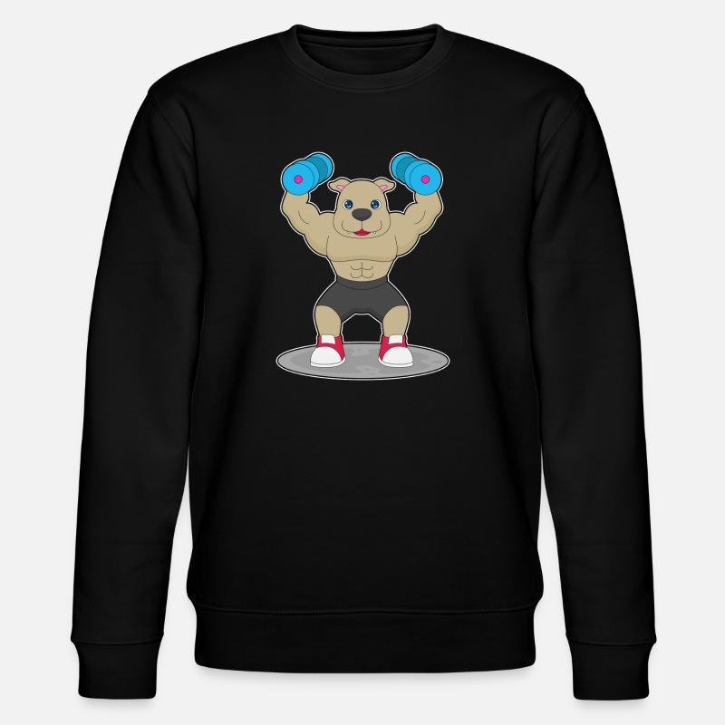 Hund Bodybuilder Hanteln Bodybuilding - Stanley/Stella Unisex Bio-Sweatshirt CHANGER  - Schwarz