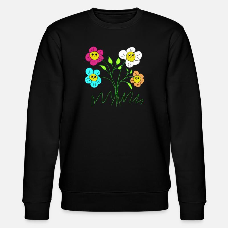 Fröhliche Blüten  Garten Blumen - Stanley/Stella Unisex Bio-Sweatshirt CHANGER  - Schwarz