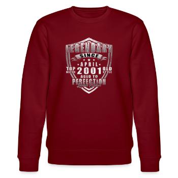 Legendary since April 2001 - Stanley/Stella CHANGER Unisex Organic Sweatshirt - burgundy - Front - Nik (191cm) & Marisol (170cm)