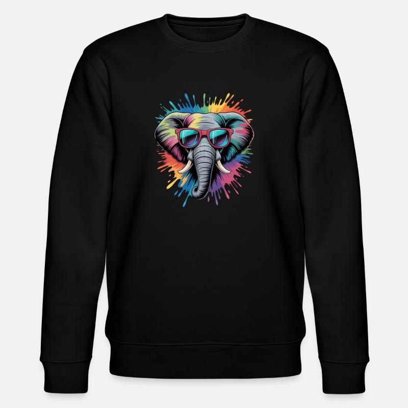 Bunter Elefant Wasserfarben Spritzer - Stanley/Stella Unisex Bio-Sweatshirt CHANGER  - Schwarz