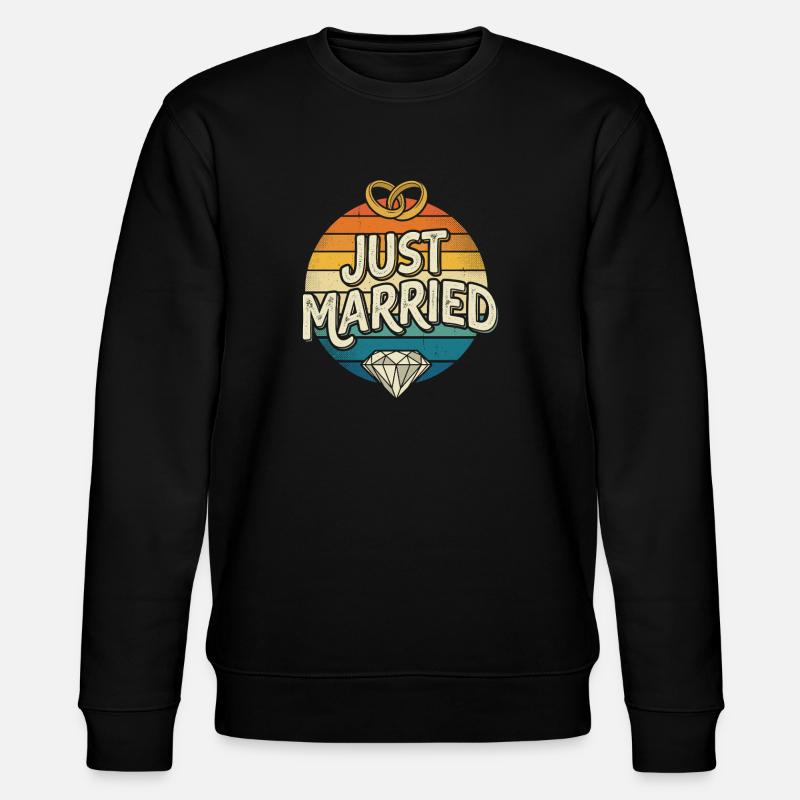 Just Married Retro Regenbogen - Stanley/Stella Unisex Bio-Sweatshirt CHANGER - Schwarz