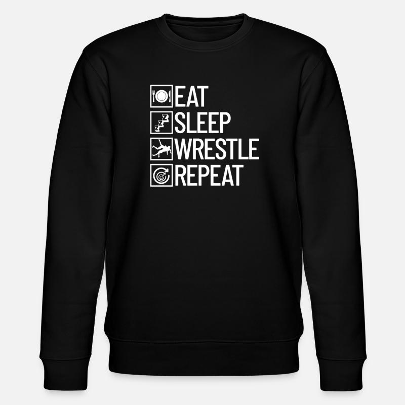 Eating Sleeping Wrestling Repeating Wrestling - Stanley/Stella CHANGER Unisex Organic Sweatshirt - black