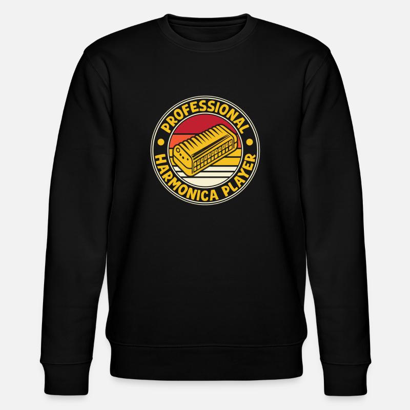 Funny Harmonica Player Professional Harmonica - Stanley/Stella CHANGER Unisex Organic Sweatshirt - black