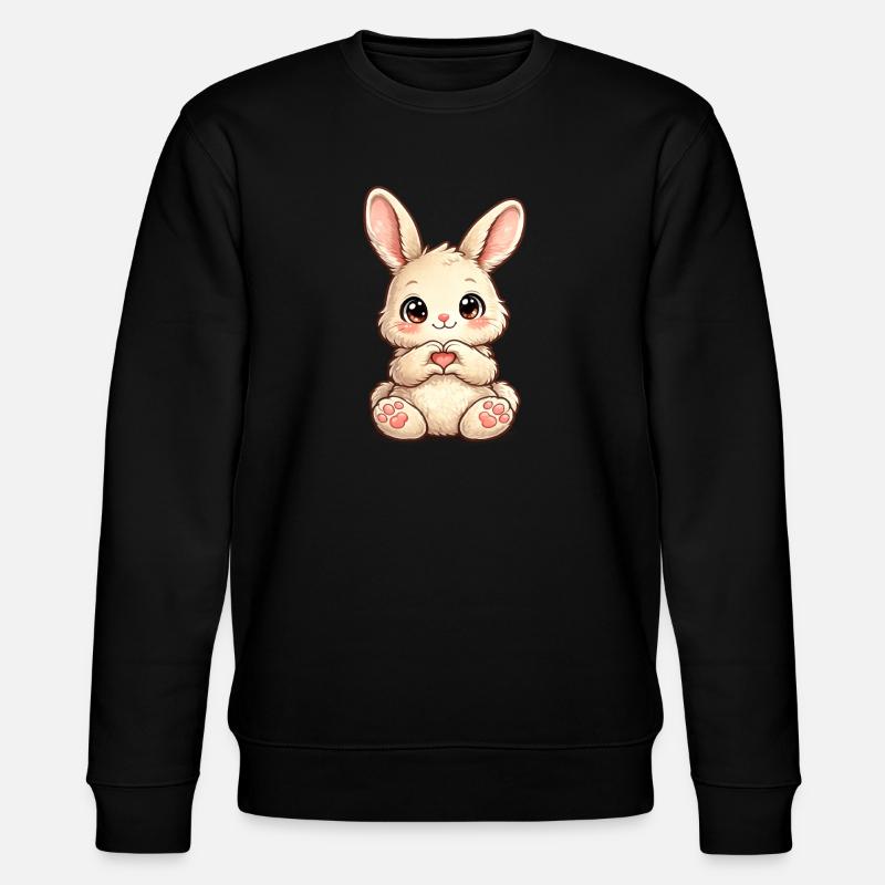 Herzchen Häschen Illustration - Stanley/Stella Unisex Bio-Sweatshirt CHANGER  - Schwarz