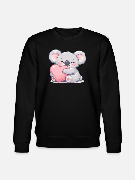 Kleiner Koala kuschelt Herz - Stanley/Stella Unisex Bio-Sweatshirt CHANGER - Schwarz