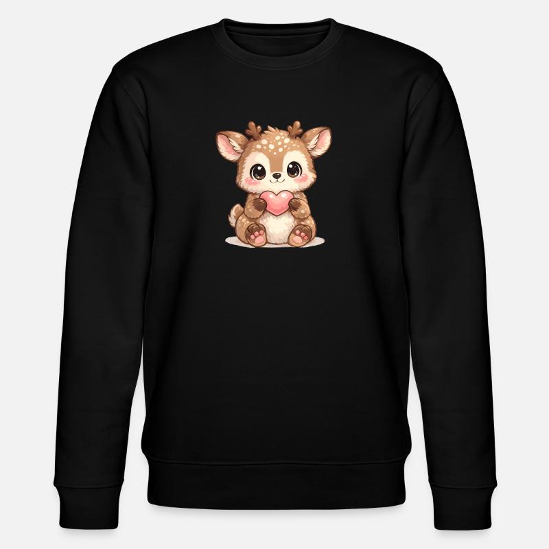 Kleiner Waldreh mit Herz - Stanley/Stella Unisex Bio-Sweatshirt CHANGER  - Schwarz