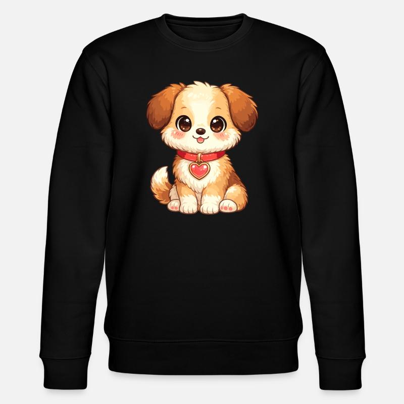 Kuschelhund mit Herzanhänger - Stanley/Stella Unisex Bio-Sweatshirt CHANGER  - Schwarz