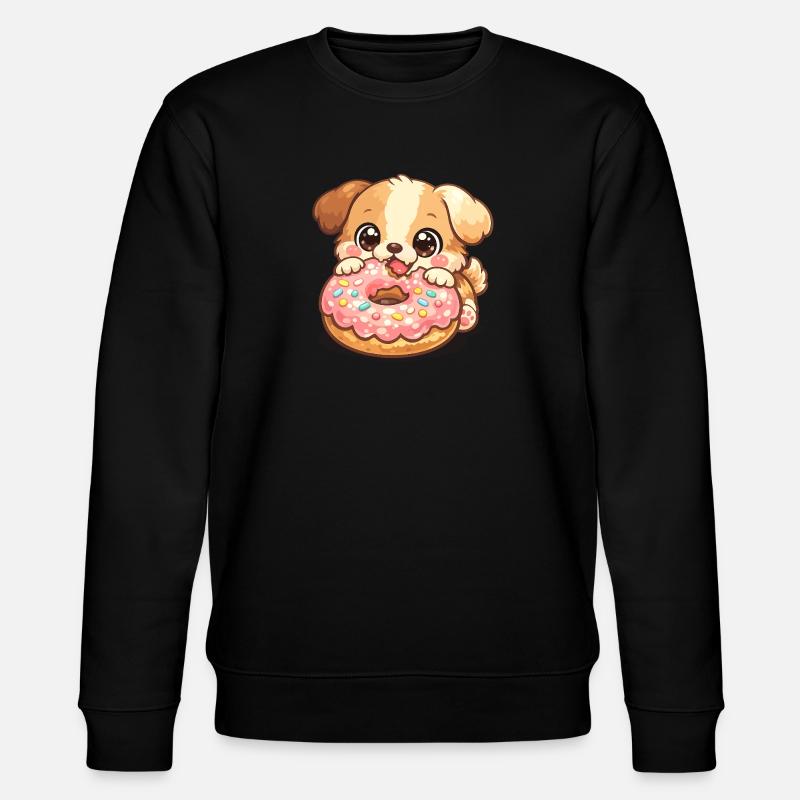 Kleiner Hund und Donut - Stanley/Stella Unisex Bio-Sweatshirt CHANGER  - Schwarz