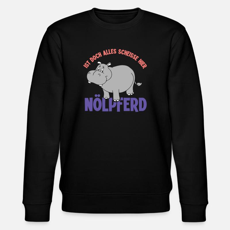 Pessimist Spruch Nörgler Lustiges Nilpferd - Stanley/Stella Unisex Bio-Sweatshirt CHANGER  - Schwarz