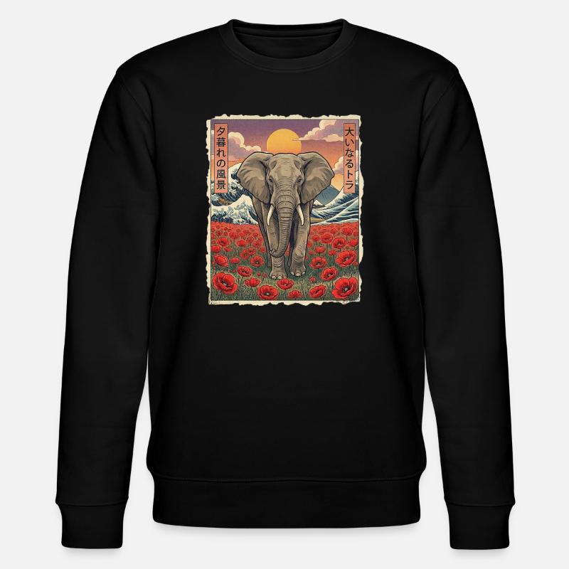 Elefant Kawaii - Stanley/Stella Unisex Bio-Sweatshirt CHANGER  - Schwarz