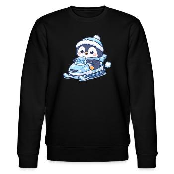Penguin Snow Sled Magic - Stanley/Stella CHANGER Unisex Organic Sweatshirt - black - Front - Nik (191cm) & Marisol (170cm)
