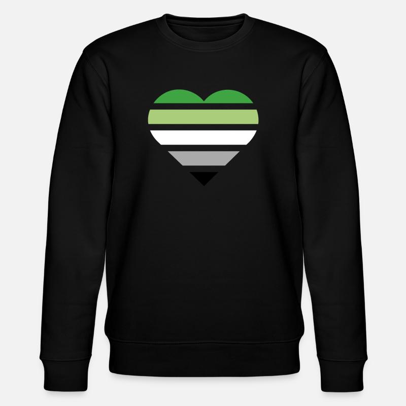 Pride Flag Heart · Aromantic - Stanley/Stella Unisex Bio-Sweatshirt CHANGER  - Schwarz