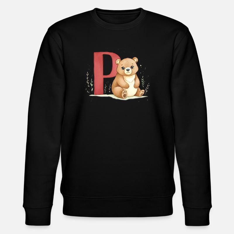 Bär mit Buchstabe P - Stanley/Stella Unisex Bio-Sweatshirt CHANGER  - Schwarz