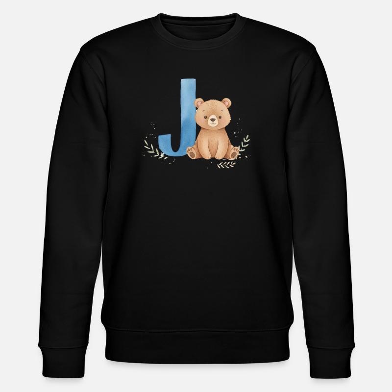 J und Teddy Bär Aquarell-Design - Stanley/Stella Unisex Bio-Sweatshirt CHANGER - Schwarz