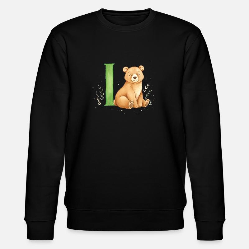 Aquarell Bär mit Buchstabe I - Stanley/Stella Unisex Bio-Sweatshirt CHANGER  - Schwarz