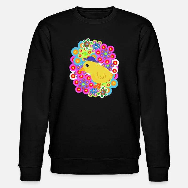 Poulets Enfants Poussins Fleuraux Rétro - Sweat bio CHANGER Stanley/Stella Unisexe - noir