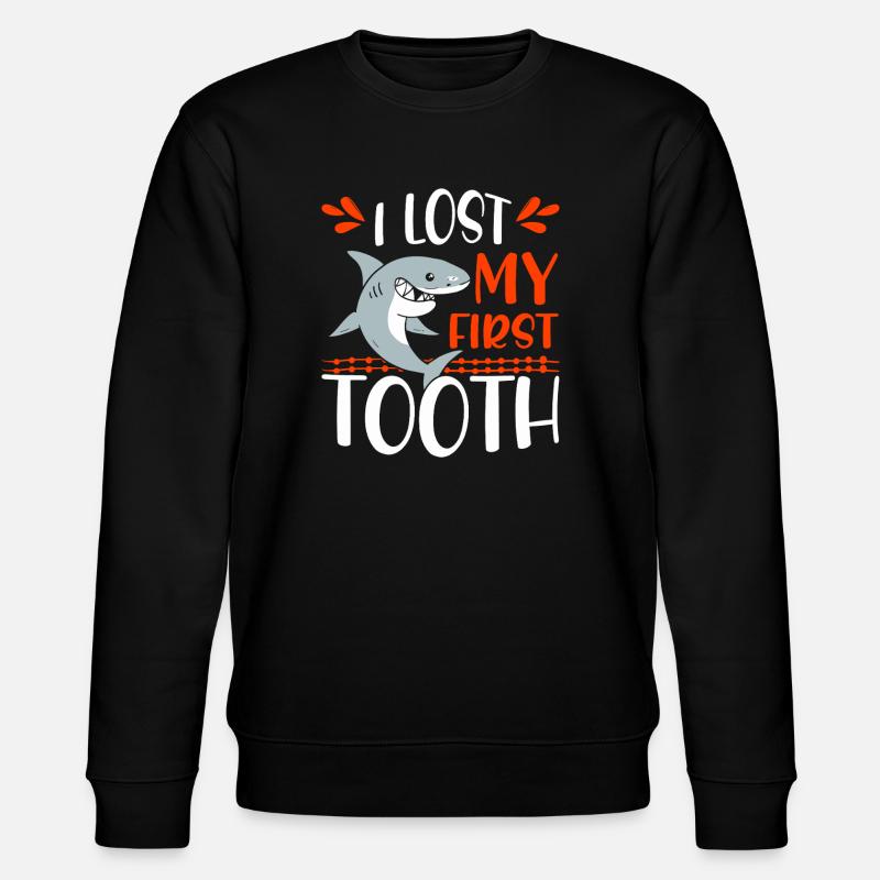 First Tooth Shark Tee - Stanley/Stella CHANGER Unisex Organic Sweatshirt - black