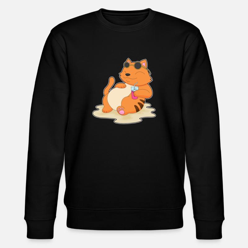 Cat Beach Drink Summer - Stanley/Stella CHANGER Unisex Organic Sweatshirt - black