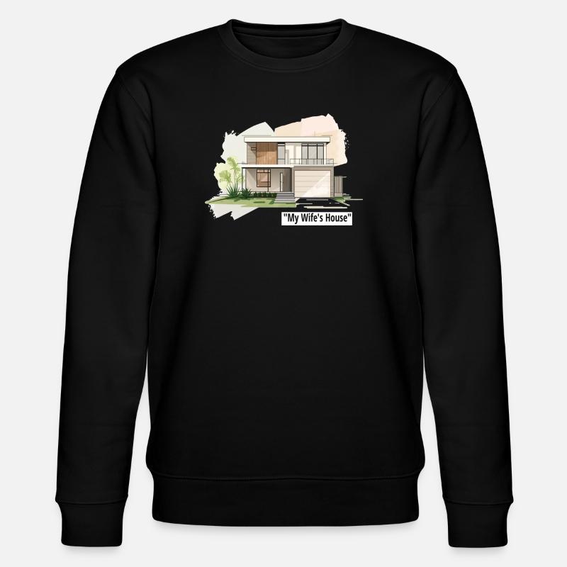 Ultramoderne Familienhausillustration - Stanley/Stella Unisex Bio-Sweatshirt CHANGER  - Schwarz