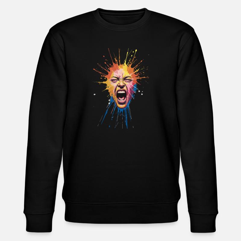 Explosive Farbexplosion Gesicht Ausdrücken - Stanley/Stella Unisex Bio-Sweatshirt CHANGER  - Schwarz