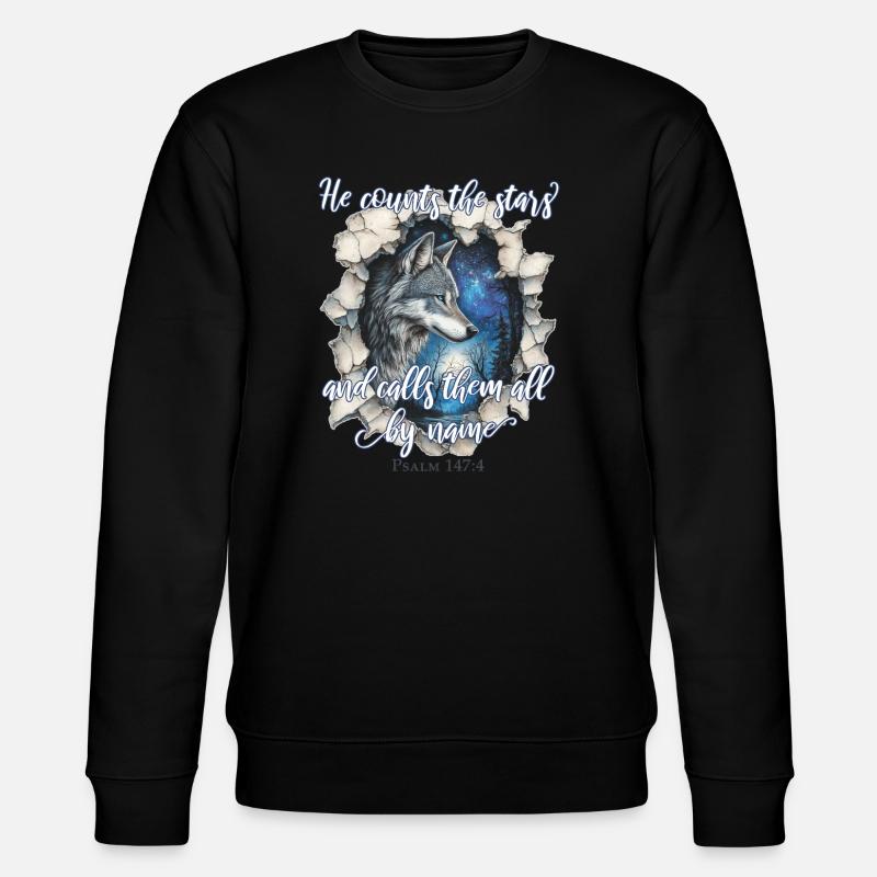 Wolf Christliches Zitat - Stanley/Stella Unisex Bio-Sweatshirt CHANGER  - Schwarz