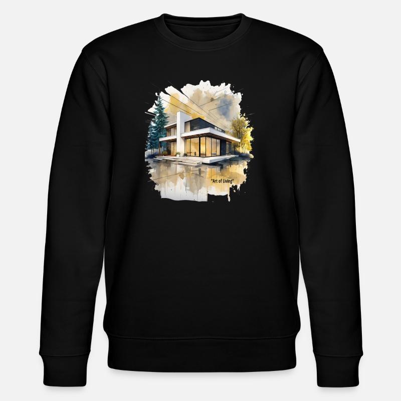 Aquarell-Moderne Villa - Stanley/Stella Unisex Bio-Sweatshirt CHANGER  - Schwarz