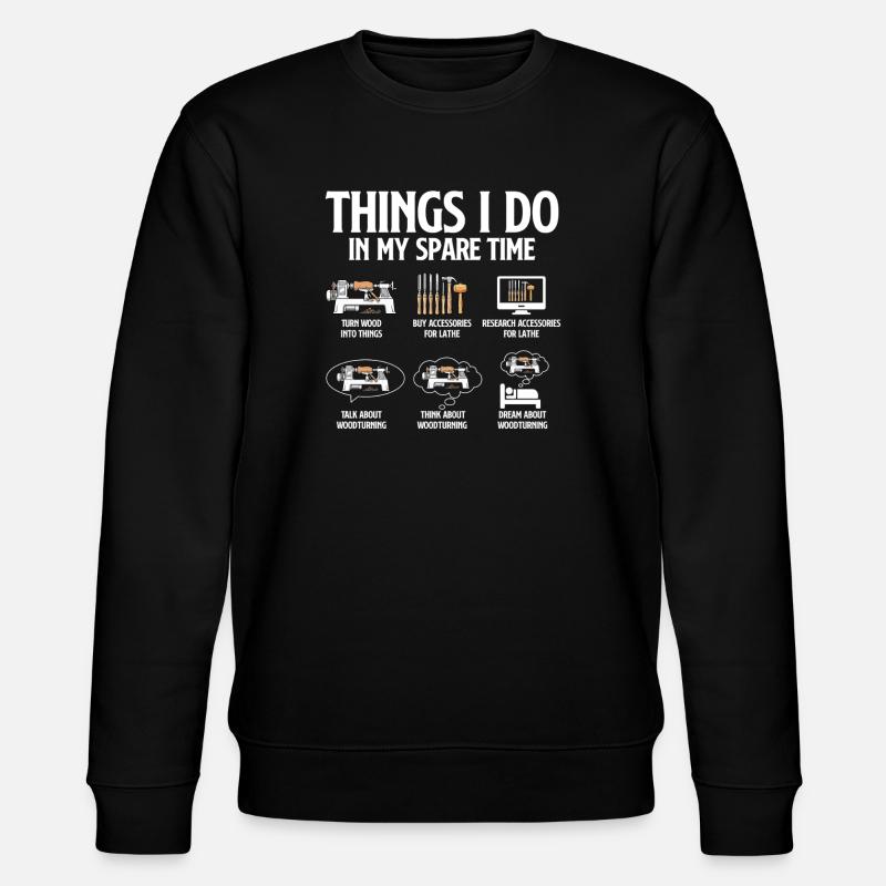 Holzdrehen-Freizeit-Drehkammer-Humor - Stanley/Stella Unisex Bio-Sweatshirt CHANGER  - Schwarz