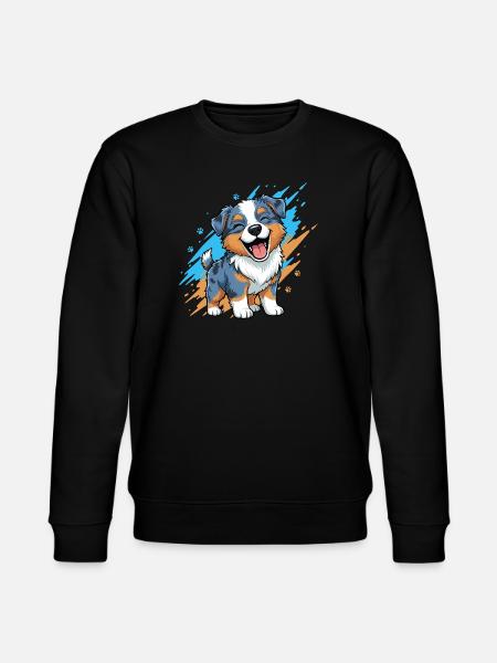 Fröhlicher Welpenfreund im Farbklecks - Stanley/Stella Unisex Bio-Sweatshirt CHANGER - Schwarz