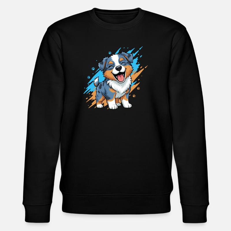 Fröhlicher Welpenfreund im Farbklecks - Stanley/Stella Unisex Bio-Sweatshirt CHANGER  - Schwarz