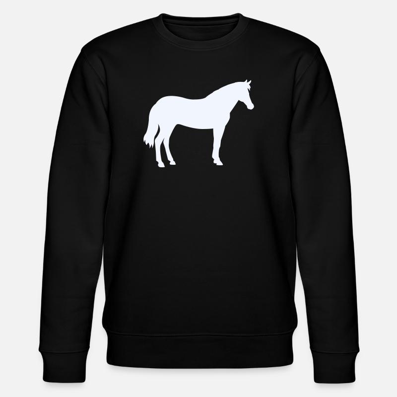 Pferdesilhouette in Milchweiß - Stanley/Stella Unisex Bio-Sweatshirt CHANGER - Schwarz