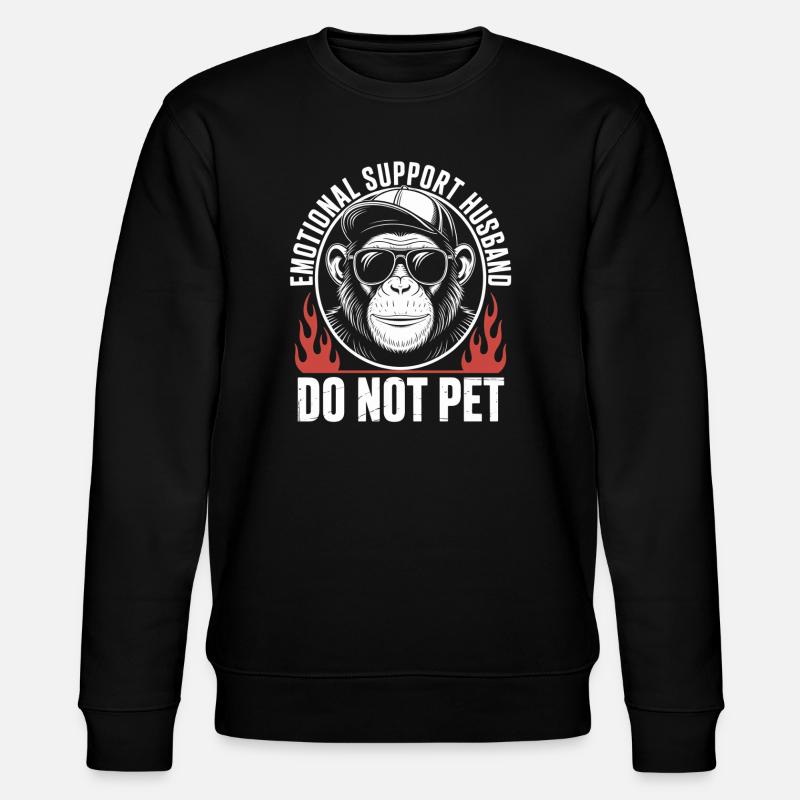 Emotional Support Husband Monkey - Stanley/Stella CHANGER Unisex Organic Sweatshirt - black