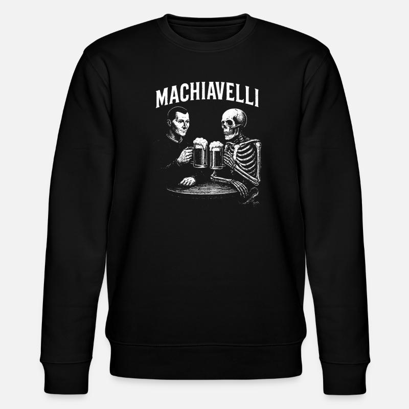 Machiavelli drinking beer with Skeleton - Stanley/Stella CHANGER Unisex Organic Sweatshirt - black