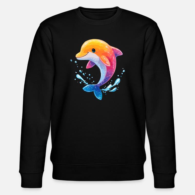 Farbiger Delfin Spritz - Stanley/Stella Unisex Bio-Sweatshirt CHANGER  - Schwarz
