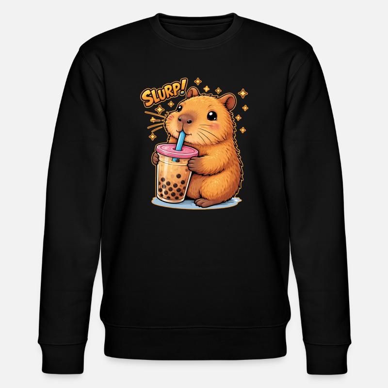 Capybara Bubble Tea - Stanley/Stella Unisex Bio-Sweatshirt CHANGER  - Schwarz