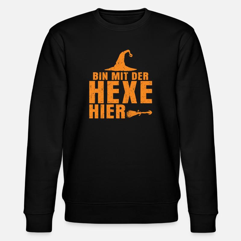 Bin mit der Hexe hier - Stanley/Stella Unisex Bio-Sweatshirt CHANGER  - Schwarz