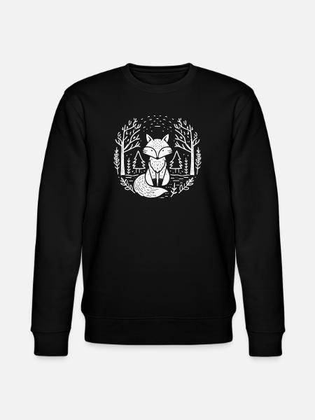 Fuchs im Wald Kreis Illustration - Stanley/Stella Unisex Bio-Sweatshirt CHANGER  - Schwarz